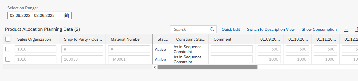 Example of Customer Material Allocation SAP aATP